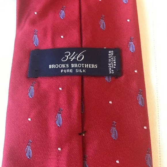Men’s Brooks Brothers Silk Red Golf Sports Tie. - Picture 3 of 8